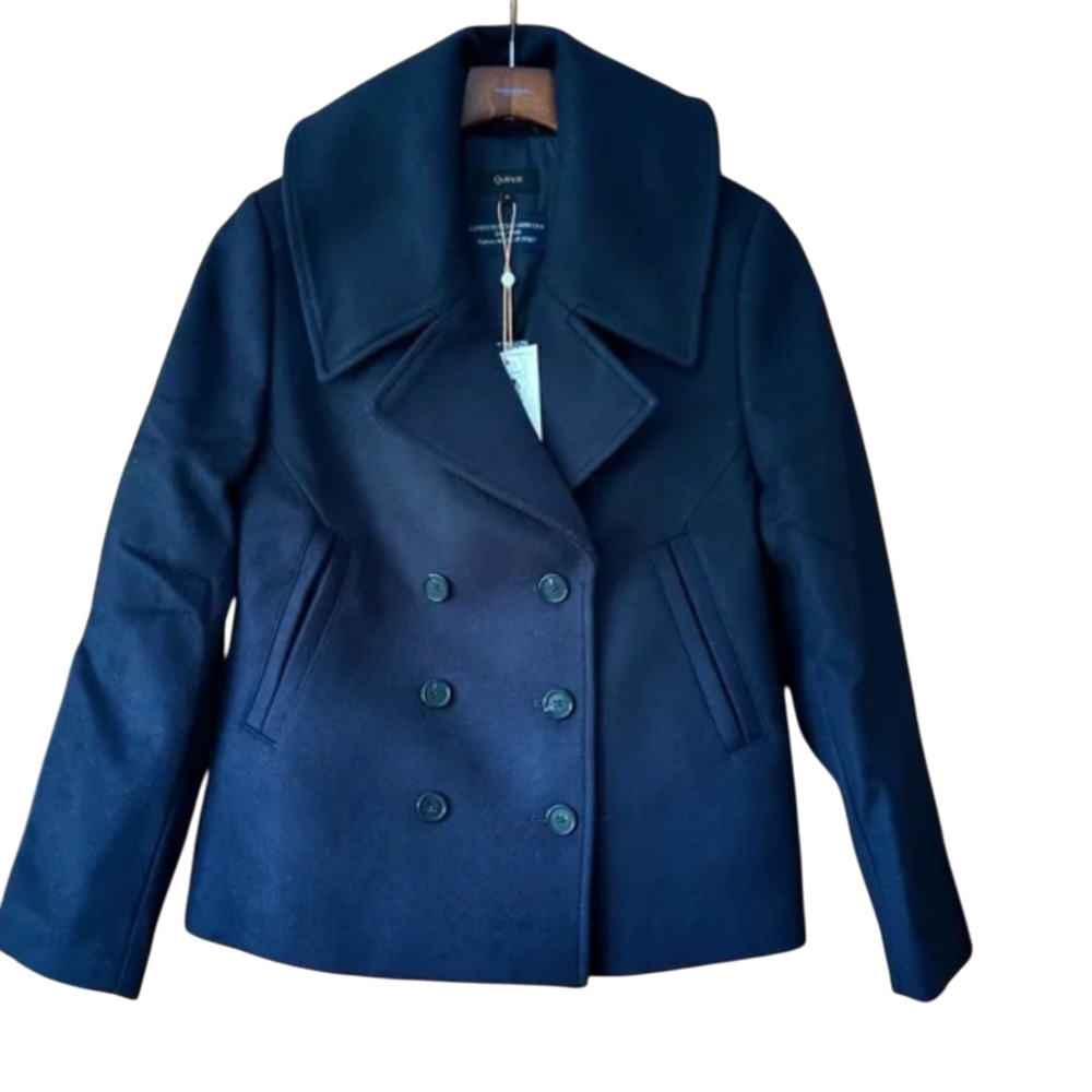 New!s Quince Women's Italian Wool Short Navy Peacoat Sz XL - Picture 2 of 3